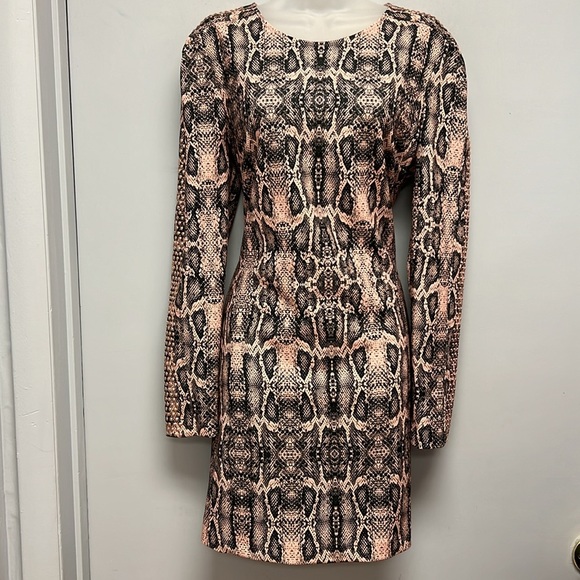 Aniye By Python Print Studded Sleeve Mini Sheath Dress Size Medium - Picture 5 of 15